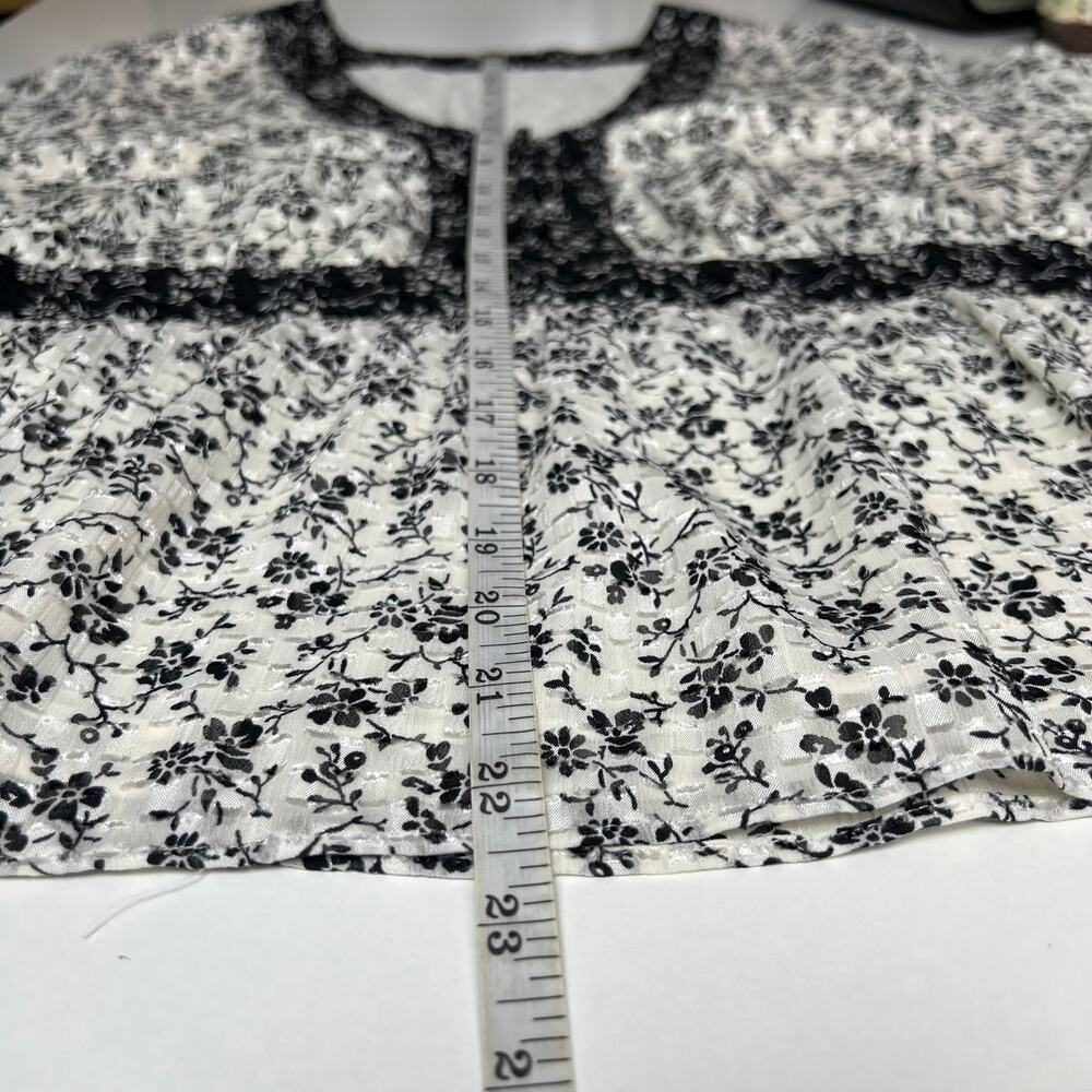 Madewell Women's Peplum Blouse Black and White Ditsy Floral Print Airy Size XL - Picture 13 of 16